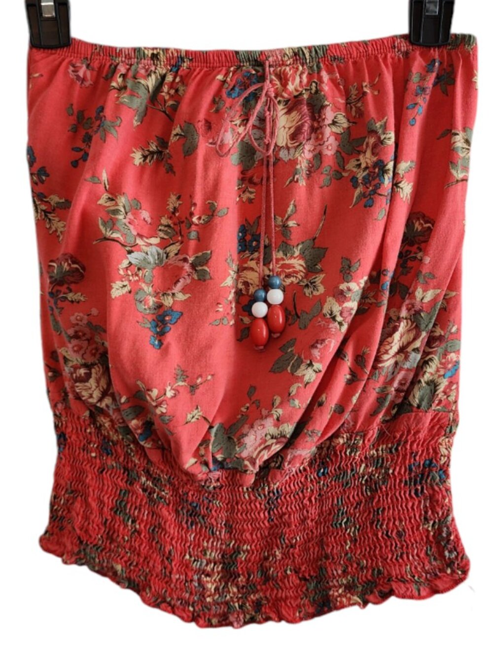 Papaya S Coral Boho Floral Print Strapless Bandeau Going Out Top